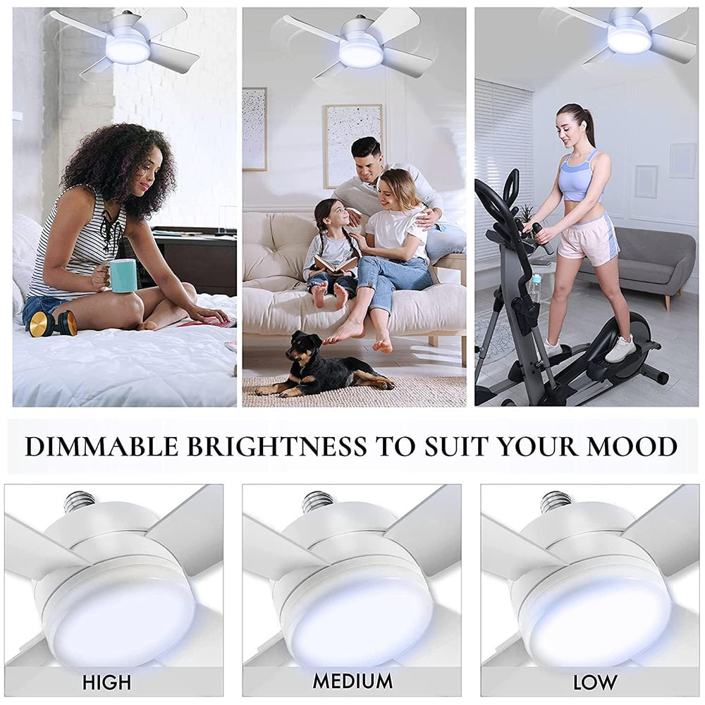 2-in-1 LED Ceiling Fan Light with Remote Control, E27/B22 Base | Bowlift