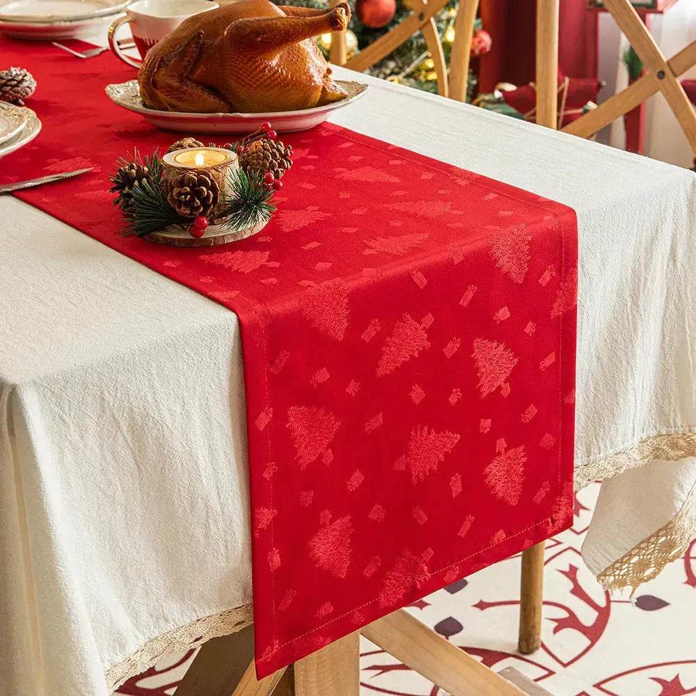 BowLift | Christmas Table Runner Dark Jacquard Dining Table