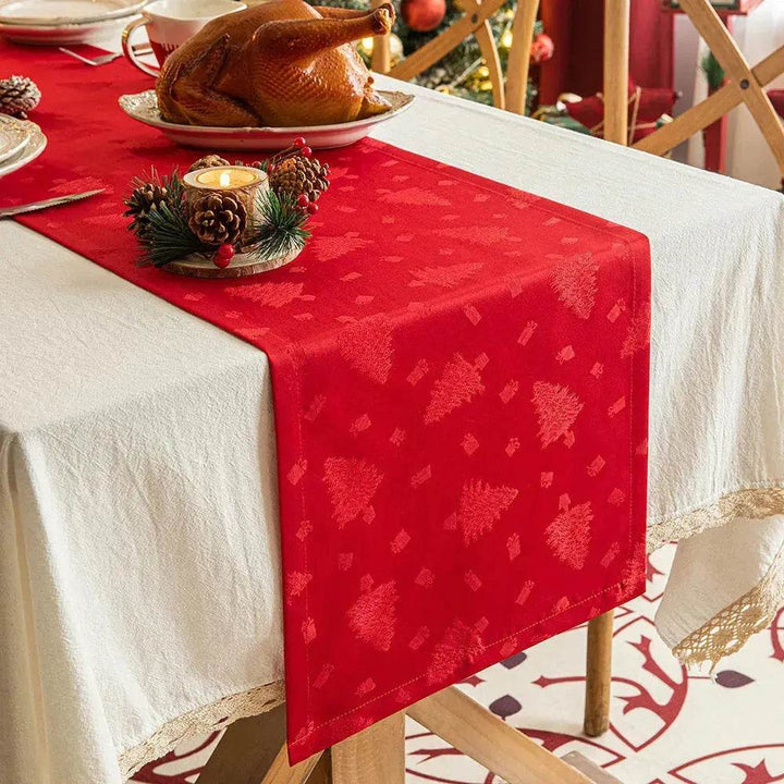 BowLift | Christmas Table Runner Dark Jacquard Dining Table