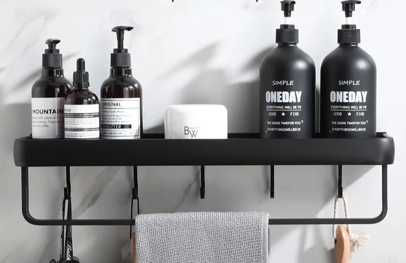 ALUMAX – Black Aluminum Corner Shelf without Drilling Bowlift