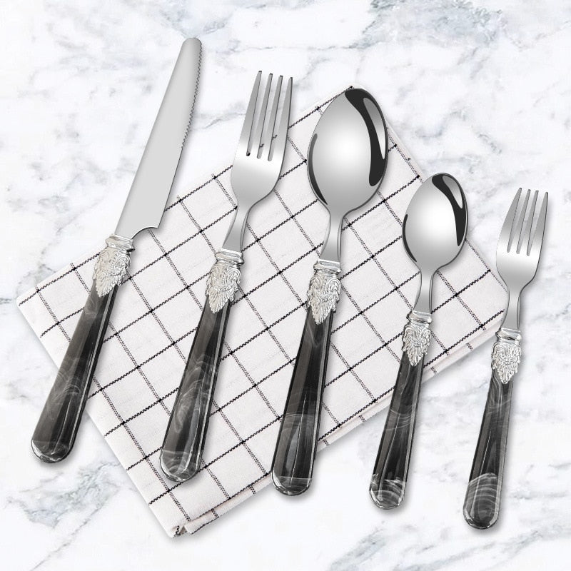 5pcs Dinnerware Dishwasher Safe Steel Flatware Set Cutlery Tableware | Bowlift