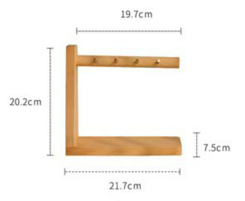 BowLift | Solid Wood Key Organizer with 6 Key Hooks and Storage Platform, No Installation Required, Suitable for Storing Keys, Glasses, Wallets and More