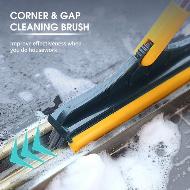 2 In 1 Floor Scrub Brush with Window Squeegee 120 Degrees Rotatable Long Handle Bowlift