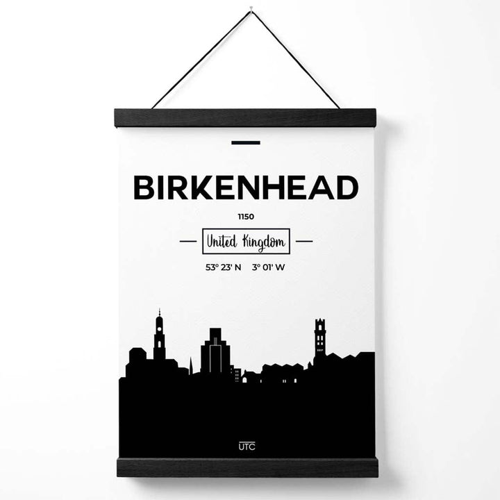 Birkinhead Black-White City View Poster with Hanger | Bowlift