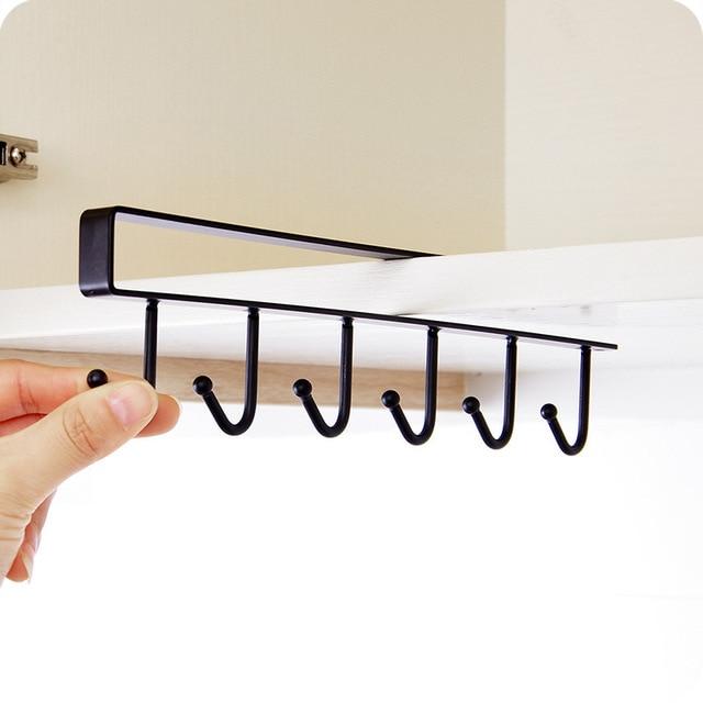 6 Hooks Hanging Cup Holder Rack Space Saving for Mug Organizer | Bowlift