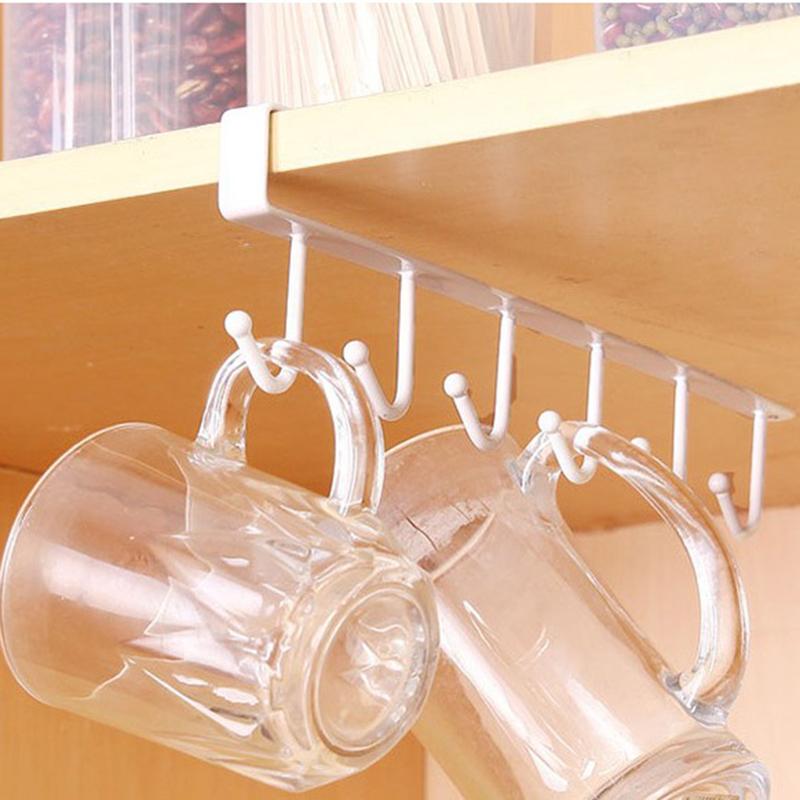 6 Hooks Hanging Cup Holder Rack Space Saving for Mug Organizer | Bowlift