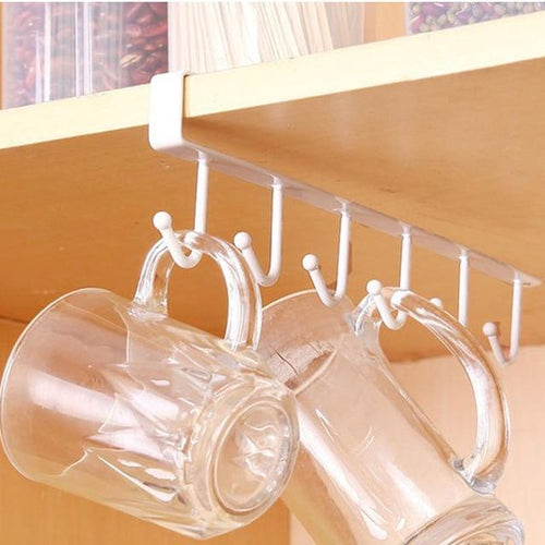 6 Hooks Hanging Cup Holder Rack Space Saving for Mug Organizer | Bowlift