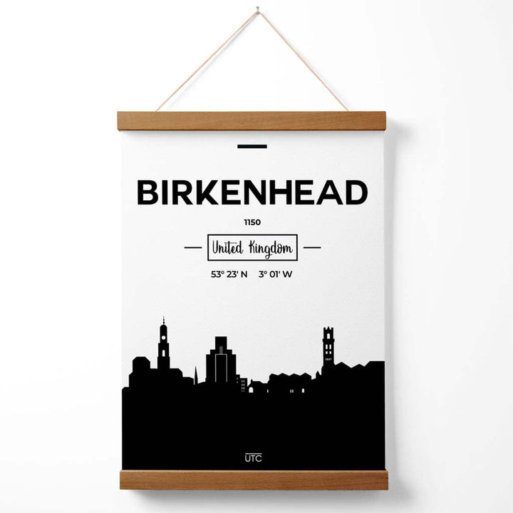 Birkinhead Black-White City View Poster with Hanger | Bowlift