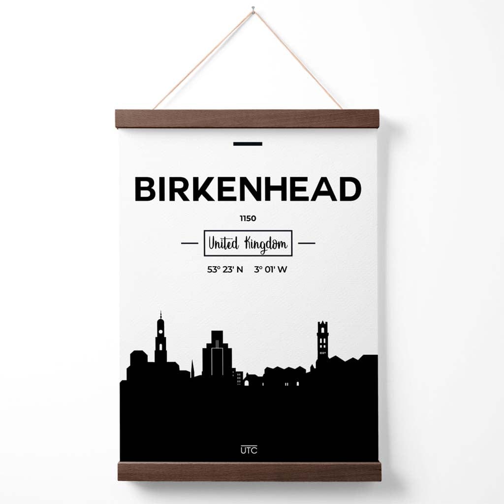Birkinhead Black-White City View Poster with Hanger | Bowlift