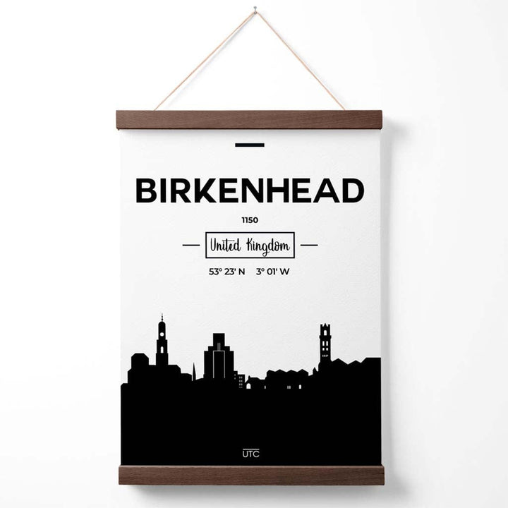 Birkinhead Black-White City View Poster with Hanger | Bowlift
