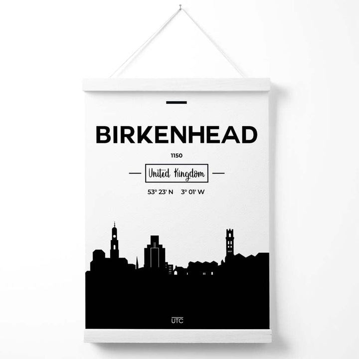 Birkinhead Black-White City View Poster with Hanger | Bowlift