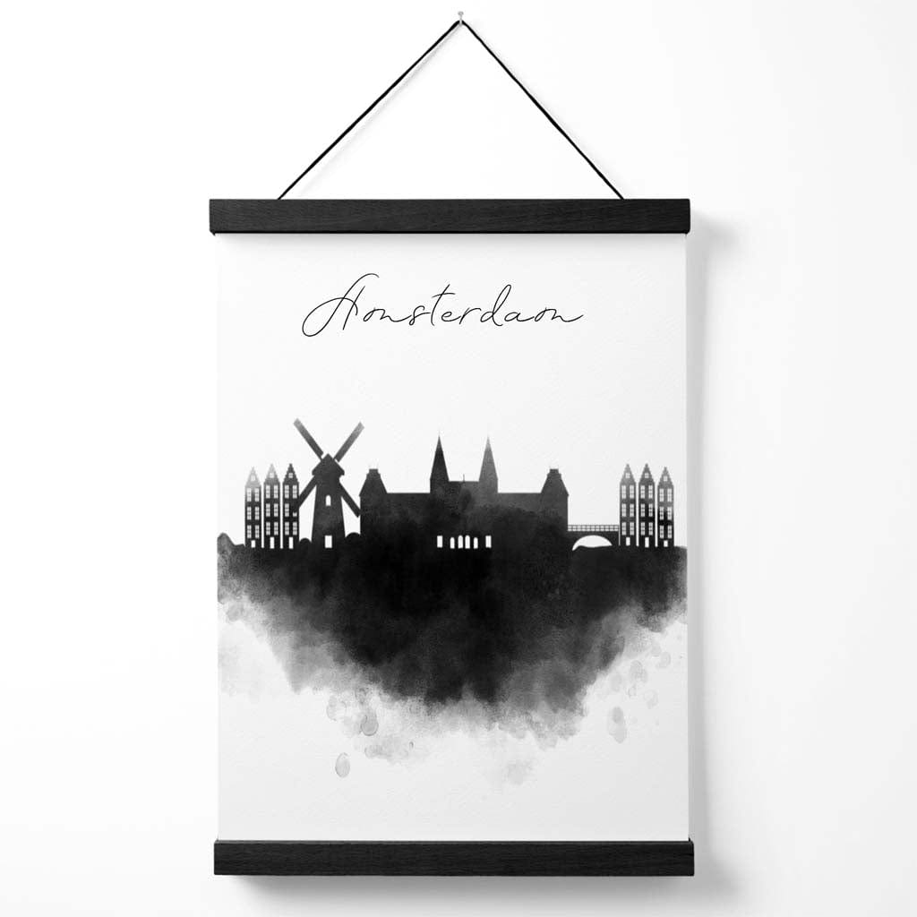 Amsterdam Watercolor Skyline City Poster with Hanger | Bowlift