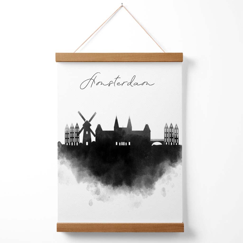 Amsterdam Watercolor Skyline City Poster with Hanger | Bowlift