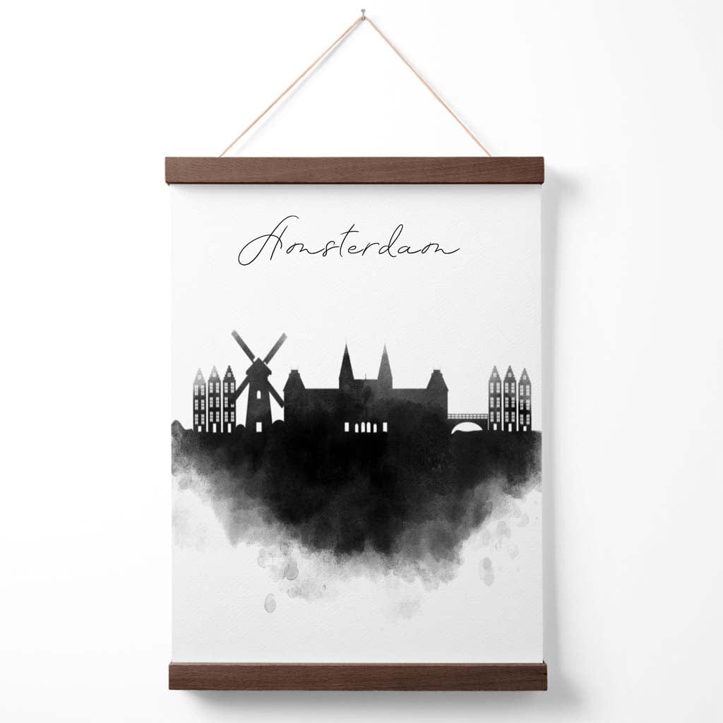 Amsterdam Watercolor Skyline City Poster with Hanger | Bowlift
