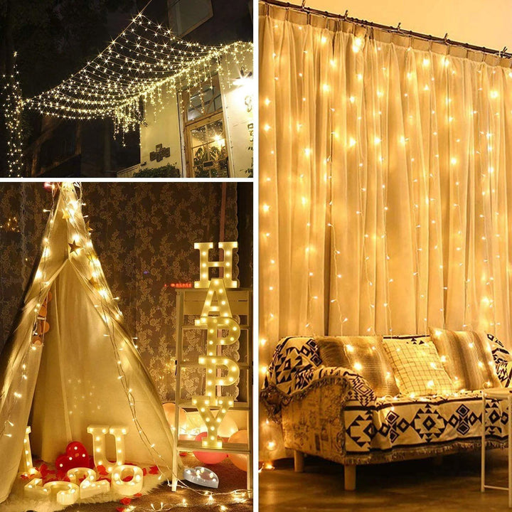 BowLift | 600 LED 9.8 x 19.6 FT. LED curtain lights with 8 light modes and memory function