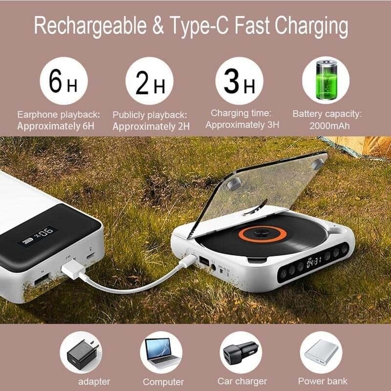 BowLift | Portable Bluetooth-compatible CD Player