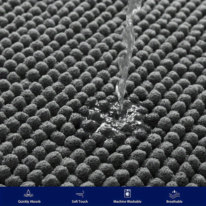 BowLift | Round Luxury Chen Bath Mat Ultra-Soft Chenille – Anti-Slip & Quick Drying