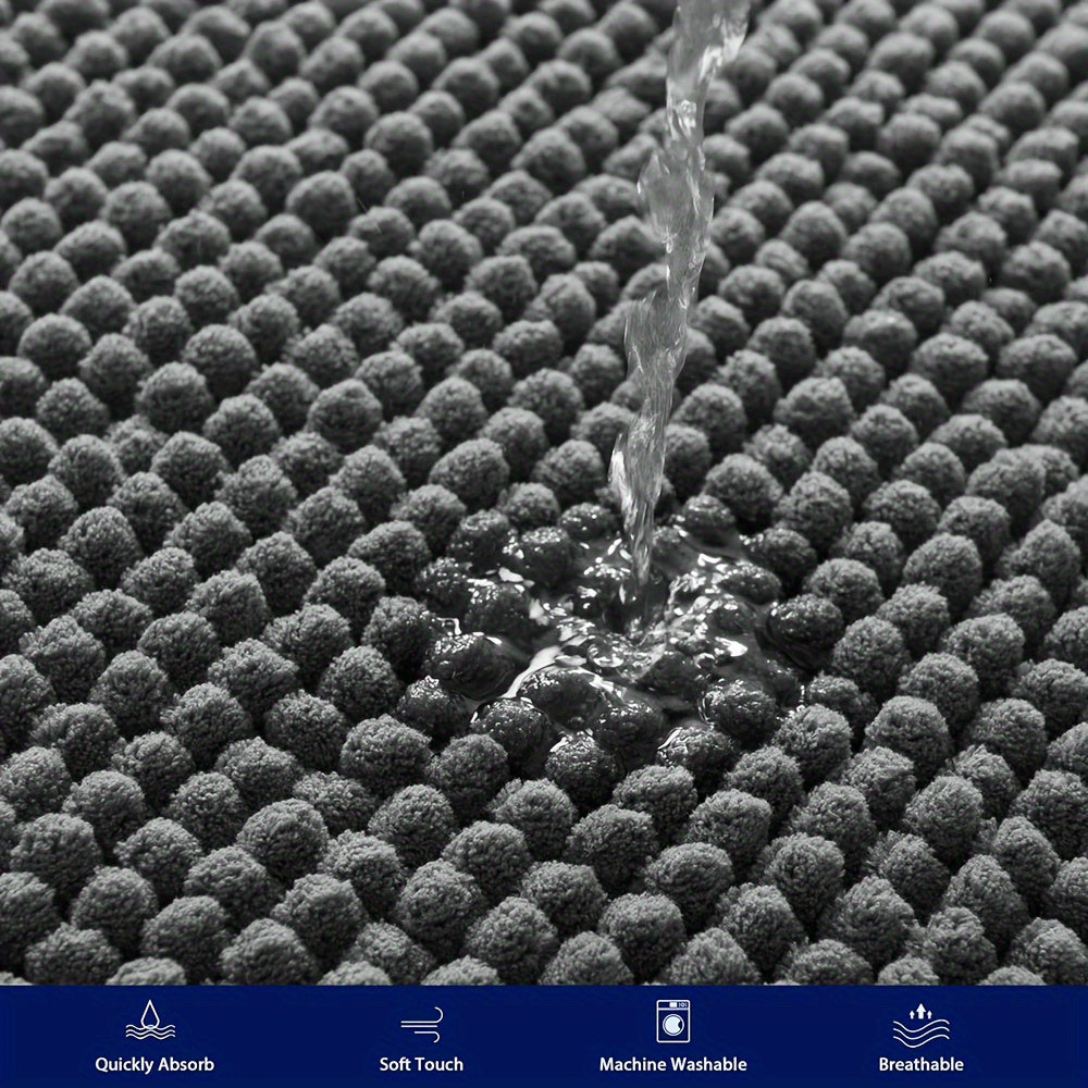 Round LuxeChen Bath Mat Ultra-Soft Chenille – Anti-Slip & Quick Dry | Bowlift