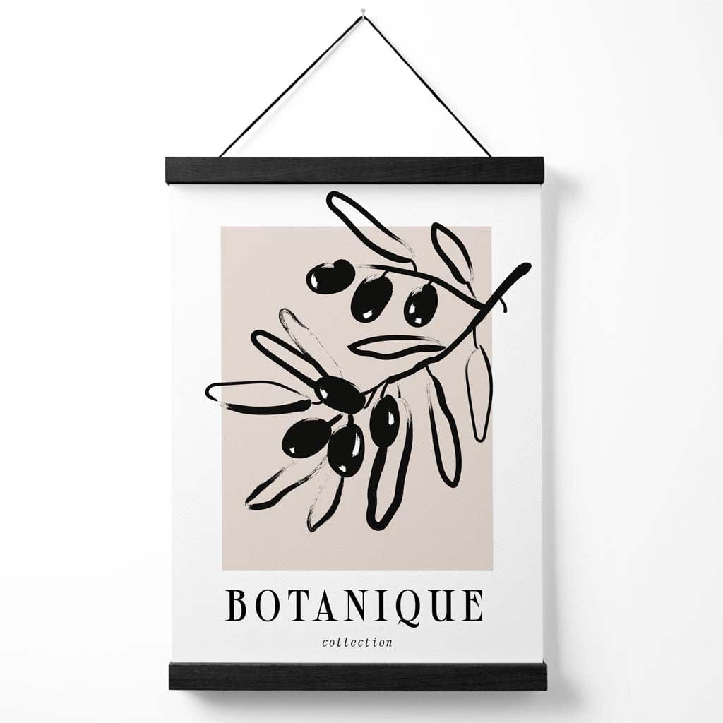 Beige and Black Olive Boho Sketch Floral Poster with Hanger | Bowlift