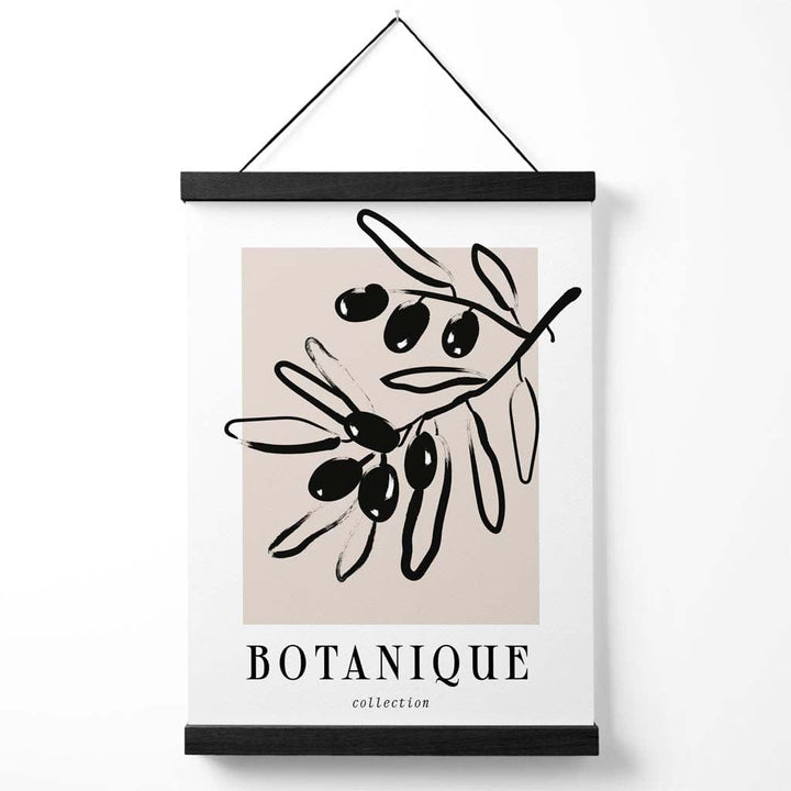 Beige and Black Olive Boho Sketch Floral Poster with Hanger | Bowlift
