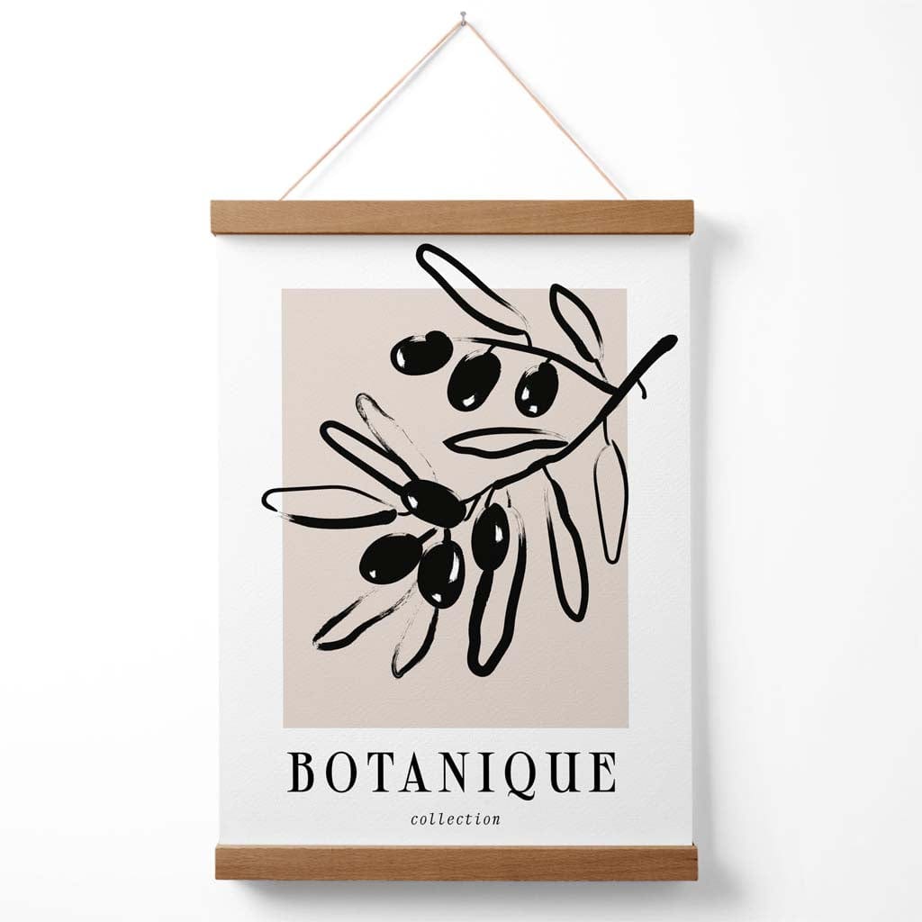 Beige and Black Olive Boho Sketch Floral Poster with Hanger | Bowlift