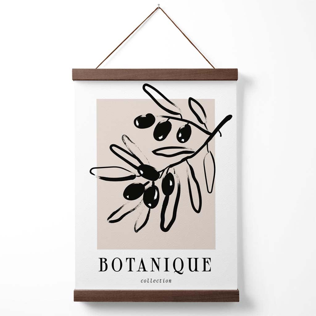 Beige and Black Olive Boho Sketch Floral Poster with Hanger | Bowlift