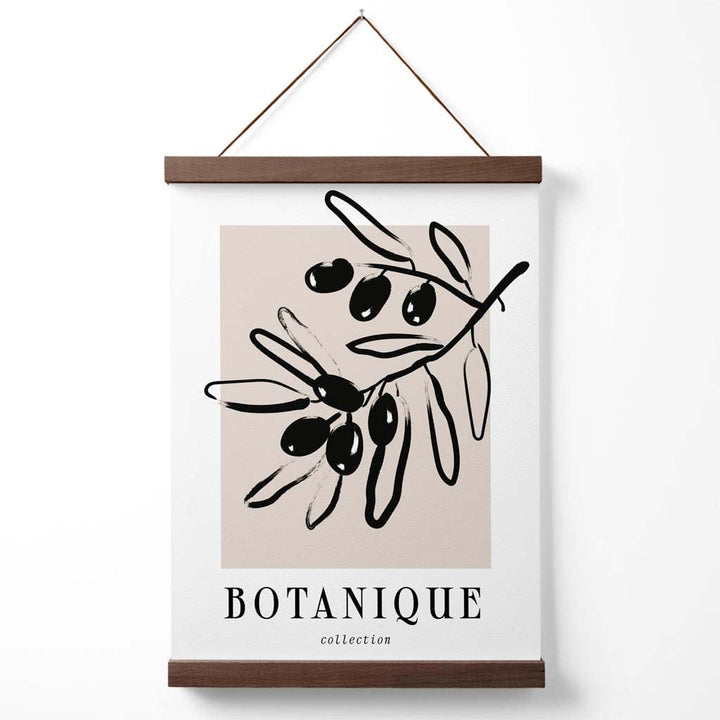 Beige and Black Olive Boho Sketch Floral Poster with Hanger | Bowlift