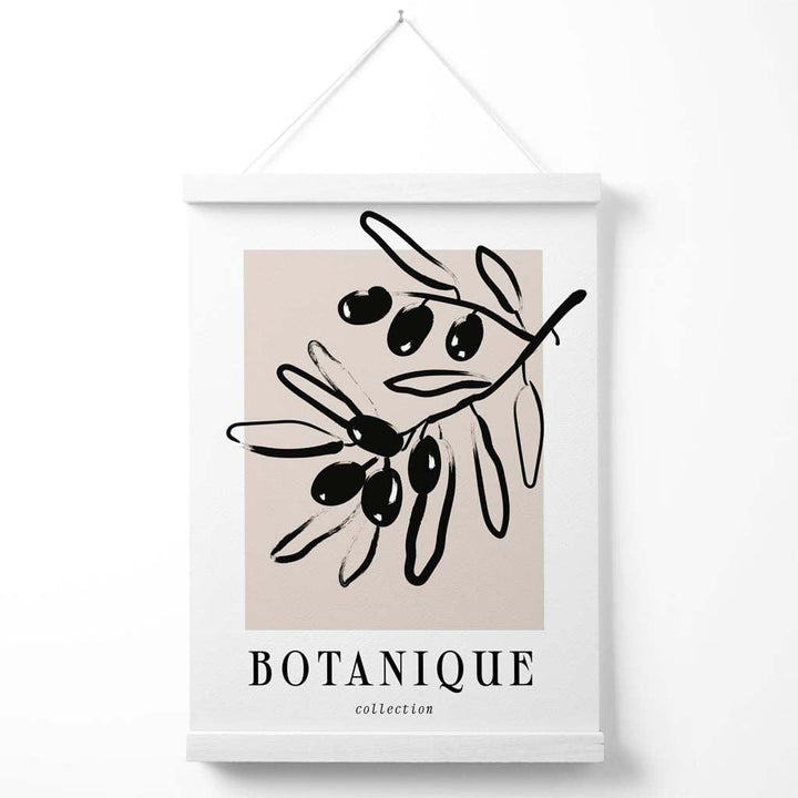 Beige and Black Olive Boho Sketch Floral Poster with Hanger | Bowlift