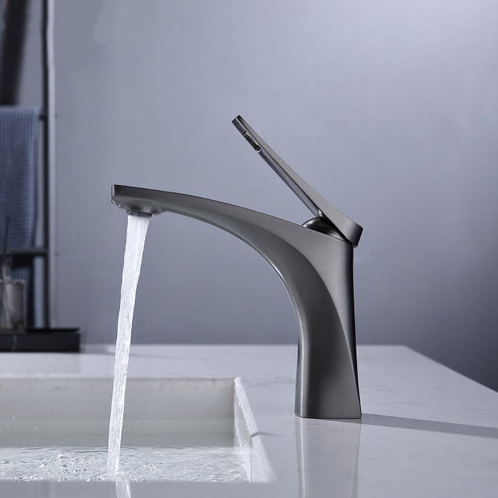BowLift | Modern Vessel Faucet Brass Lever Handles Low Arc with Water Hose Bathroom Vessel Faucet