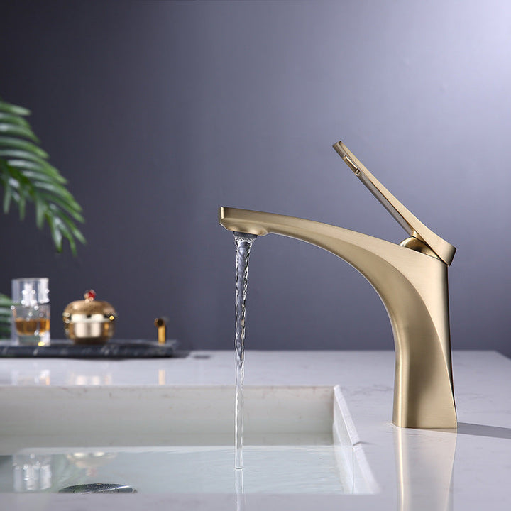 BowLift | Modern Vessel Faucet Brass Lever Handles Low Arc with Water Hose Bathroom Vessel Faucet