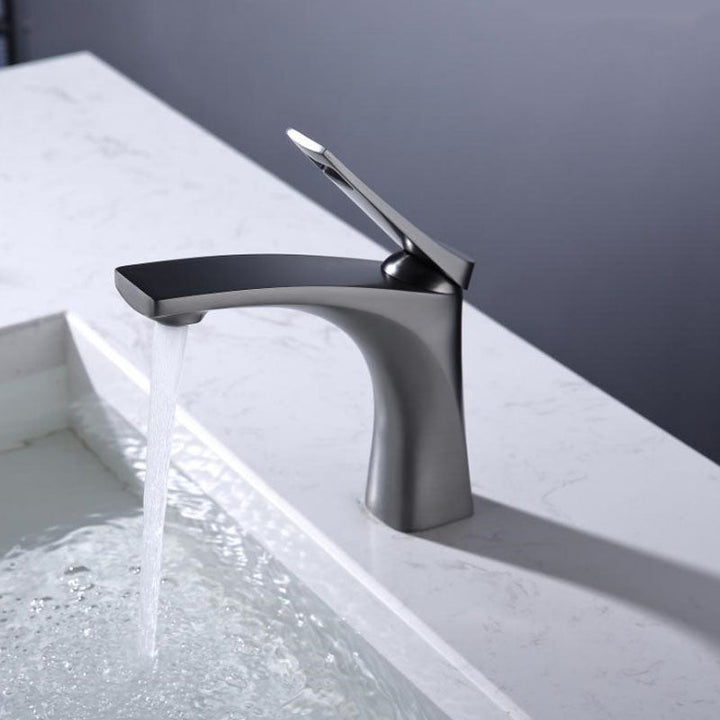 BowLift | Modern Vessel Faucet Brass Lever Handles Low Arc with Water Hose Bathroom Vessel Faucet