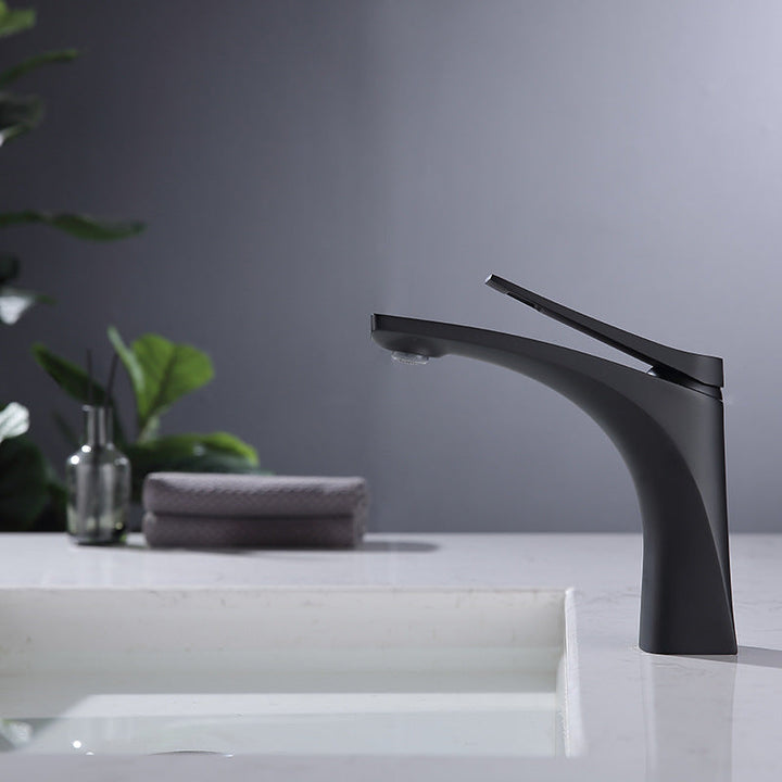 BowLift | Modern Vessel Faucet Brass Lever Handles Low Arc with Water Hose Bathroom Vessel Faucet