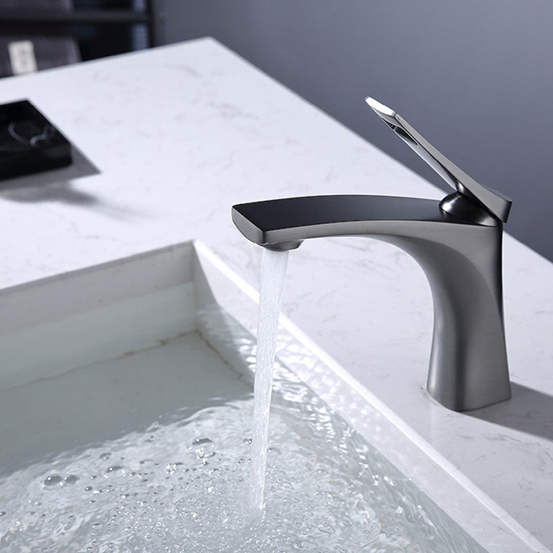 BowLift | Modern Vessel Faucet Brass Lever Handles Low Arc with Water Hose Bathroom Vessel Faucet
