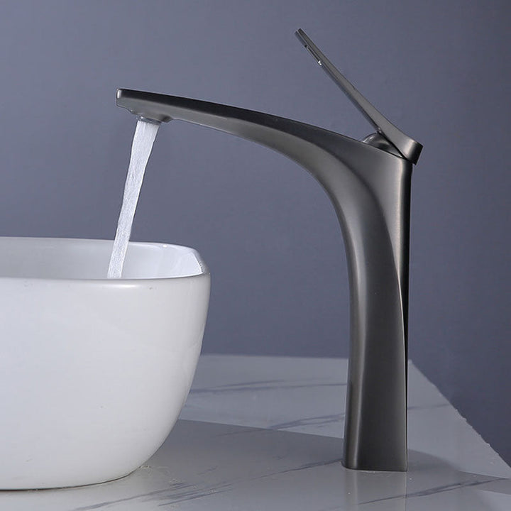 BowLift | Modern Vessel Faucet Brass Lever Handles Low Arc with Water Hose Bathroom Vessel Faucet