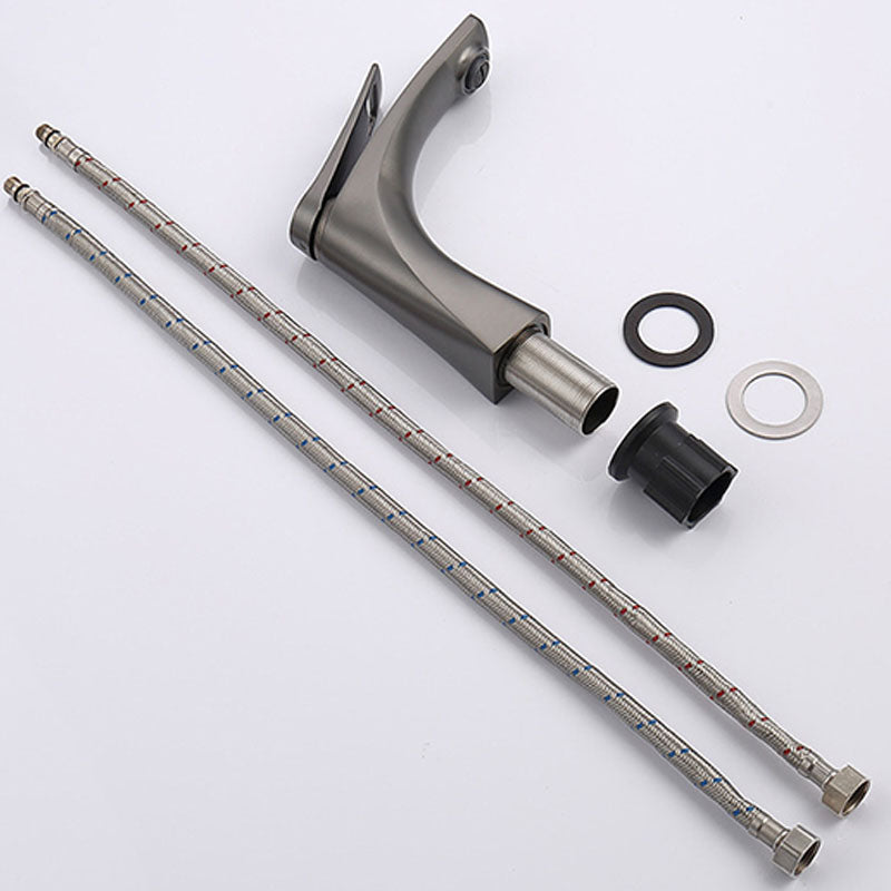 BowLift | Modern Vessel Faucet Brass Lever Handles Low Arc with Water Hose Bathroom Vessel Faucet