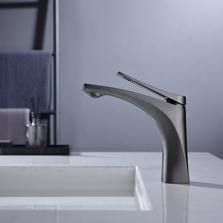 BowLift | Modern Vessel Faucet Brass Lever Handles Low Arc with Water Hose Bathroom Vessel Faucet