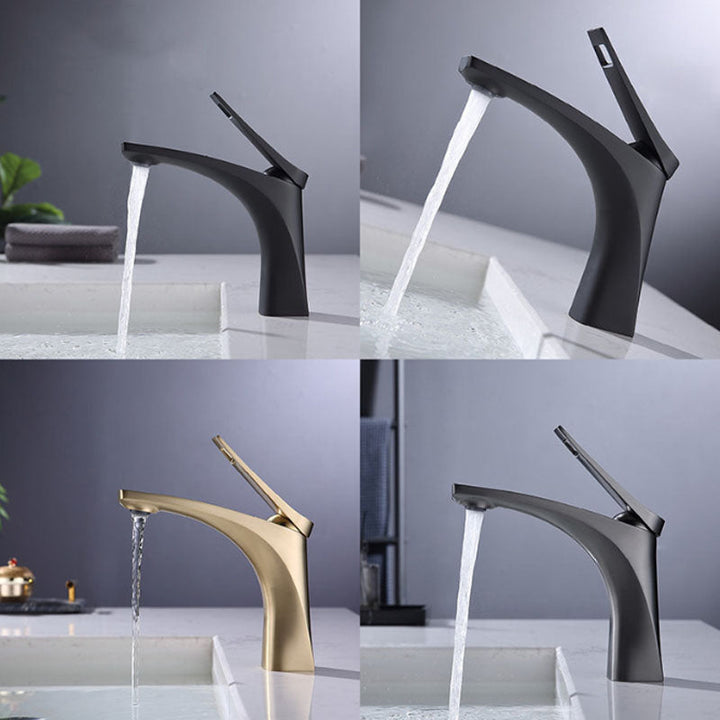 BowLift | Modern Vessel Faucet Brass Lever Handles Low Arc with Water Hose Bathroom Vessel Faucet