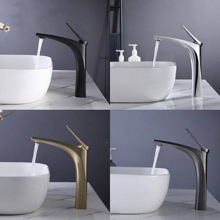 BowLift | Modern Vessel Faucet Brass Lever Handles Low Arc with Water Hose Bathroom Vessel Faucet