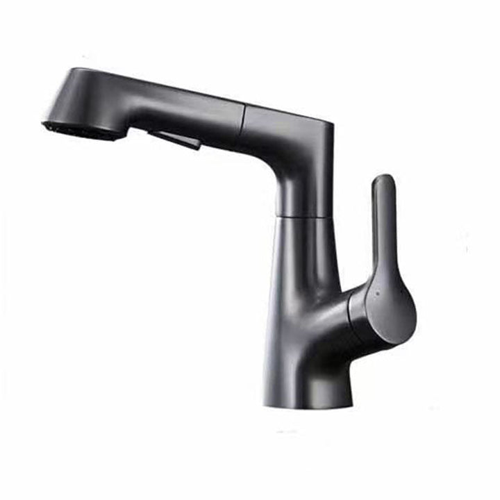BowLift | Modern Sink Faucet Lever Handle Copper Low Arc Pull-Out Sink Faucet