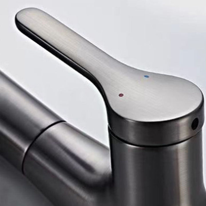 BowLift | Modern Sink Faucet Lever Handle Copper Low Arc Pull-Out Sink Faucet