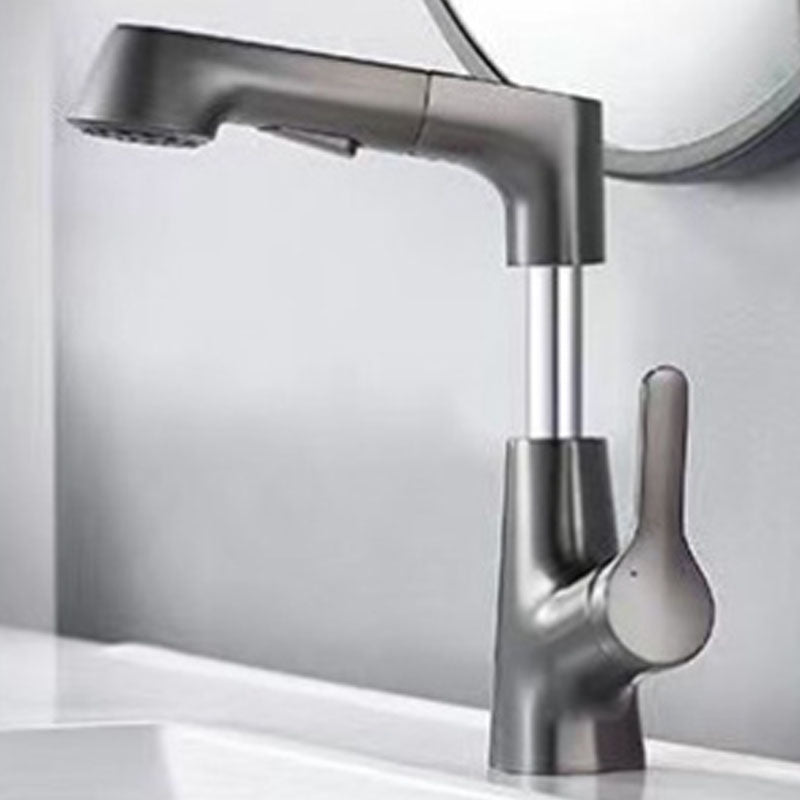 BowLift | Modern Sink Faucet Lever Handle Copper Low Arc Pull-Out Sink Faucet