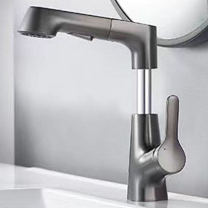 BowLift | Modern Sink Faucet Lever Handle Copper Low Arc Pull-Out Sink Faucet