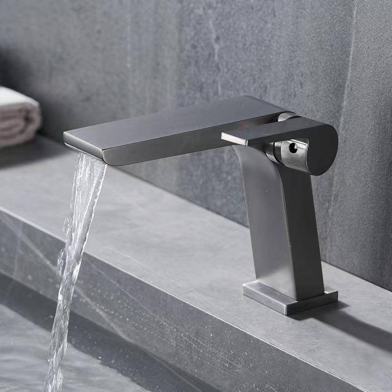 BowLift | Modern vessel faucet brass lever waterfall spout sink faucet