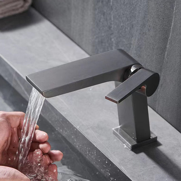 BowLift | Modern vessel faucet brass lever waterfall spout sink faucet