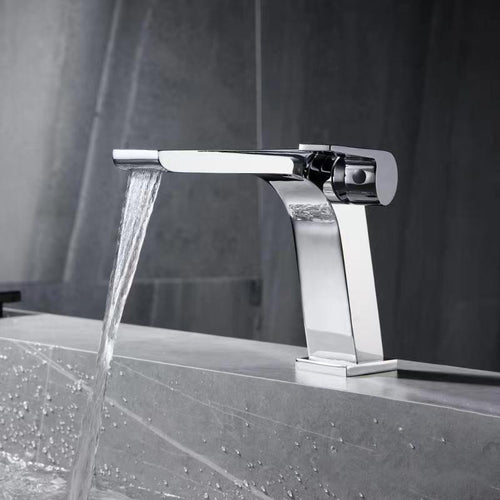 BowLift | Modern vessel faucet brass lever waterfall spout sink faucet