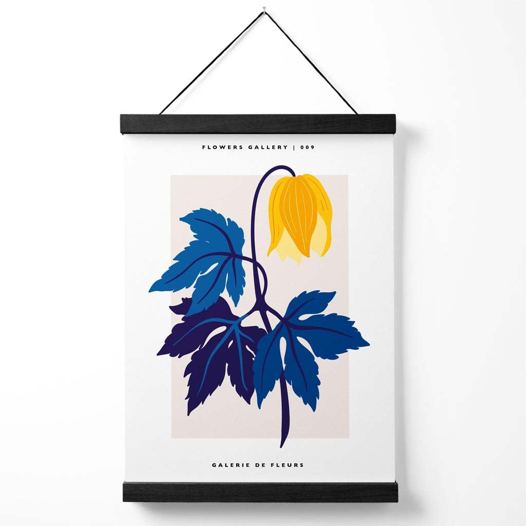 Abstract yellow and blue tulip flower market gallery poster with hanger | Bowlift