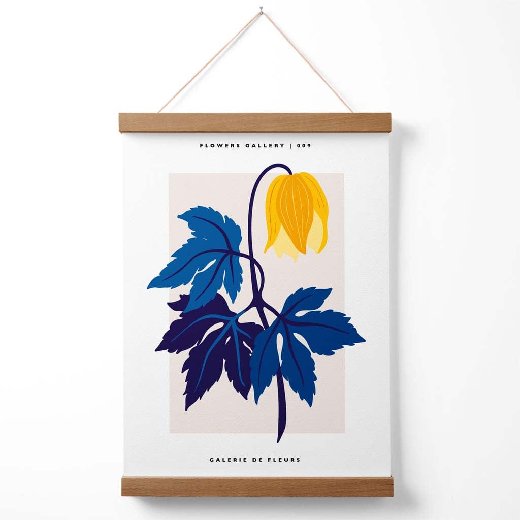Abstract yellow and blue tulip flower market gallery poster with hanger | Bowlift