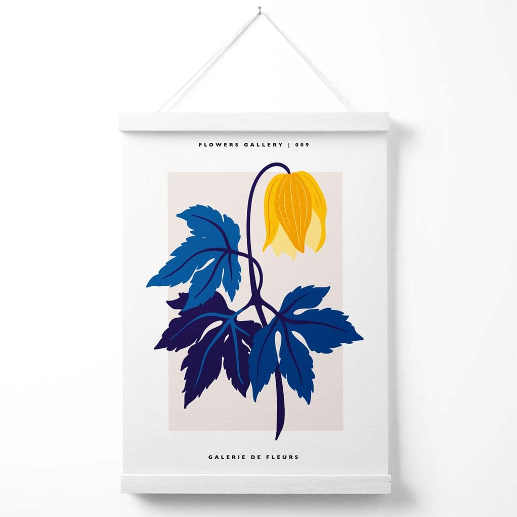 Abstract yellow and blue tulip flower market gallery poster with hanger | Bowlift
