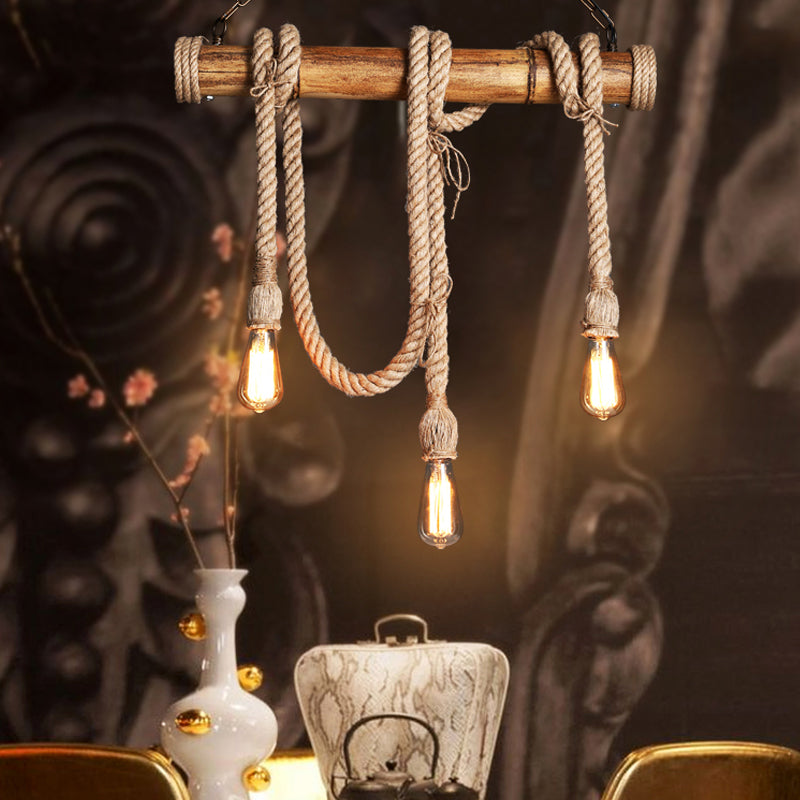 BowLift | Industrial Adjustable Ceiling Lamp made of Bamboo with Rope
