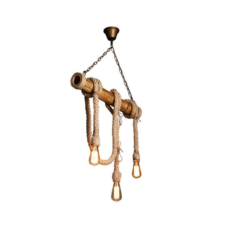 BowLift | Industrial Adjustable Ceiling Lamp made of Bamboo with Rope